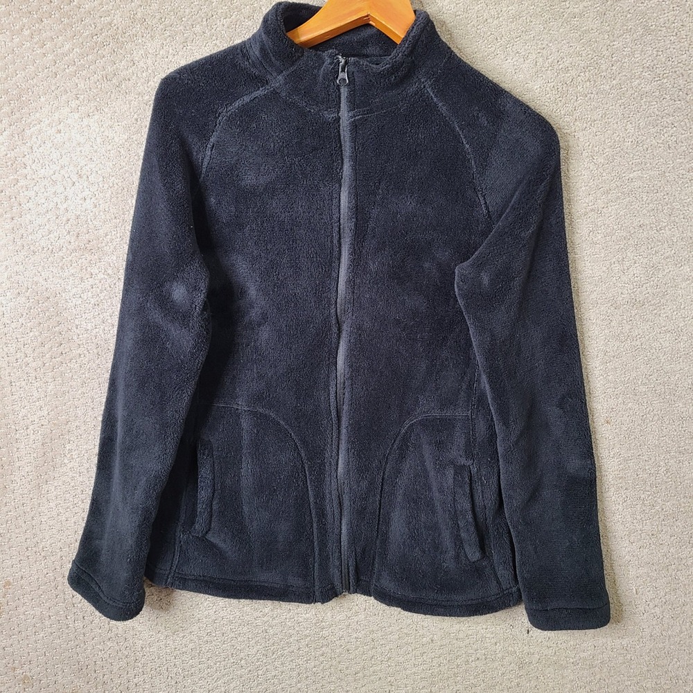 Bobbie Brooks Jacket Womens Large Black Full Zip Fleece Polyester Casual Soft